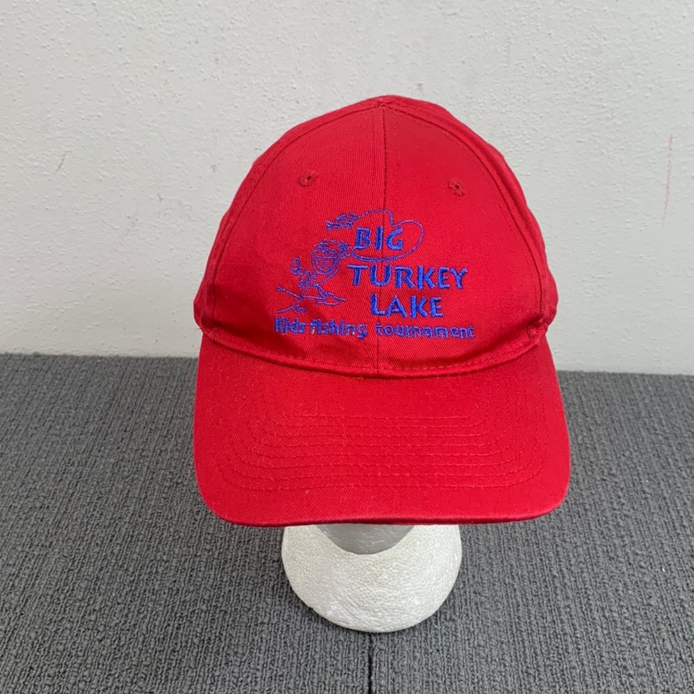 Big Turkey Lake Kids Fishing Tournament Baseball Hat Unisex Adjustable Red Blue